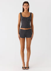 Coastline Mini Shorts - Black Polkadot